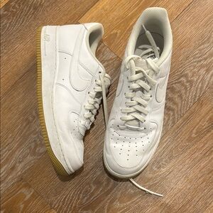 Nike AirForce 1s White on white w/gum sole Low-Top Sneakers Leather men’s 10 GUC